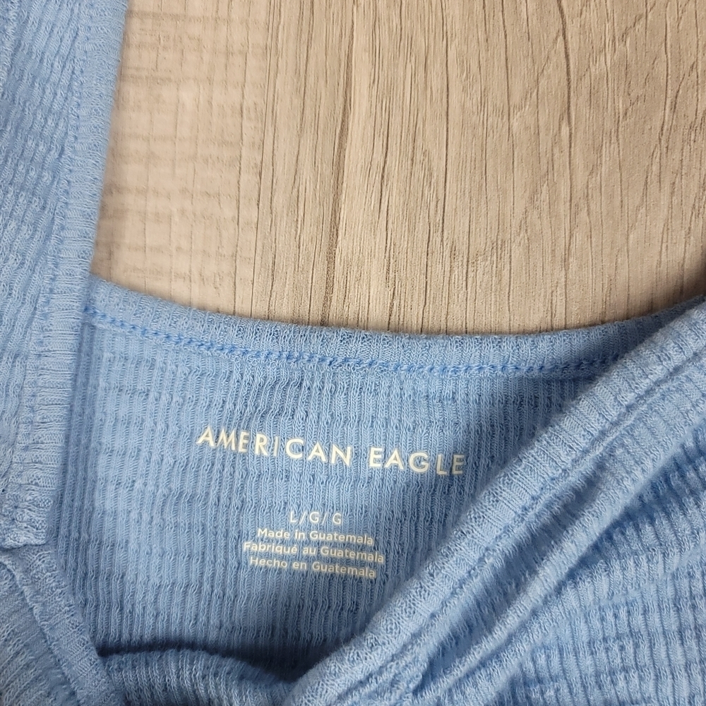 American Eagle Blue Cinched Chest Cropped Tank | Size L - Picture 4 of 7